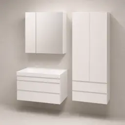 Kolpa San Naomi Set Delux 80cm Bela (Ormarić sa umivaonikom + Ogledalo/ormarić + Visoki ormarić)