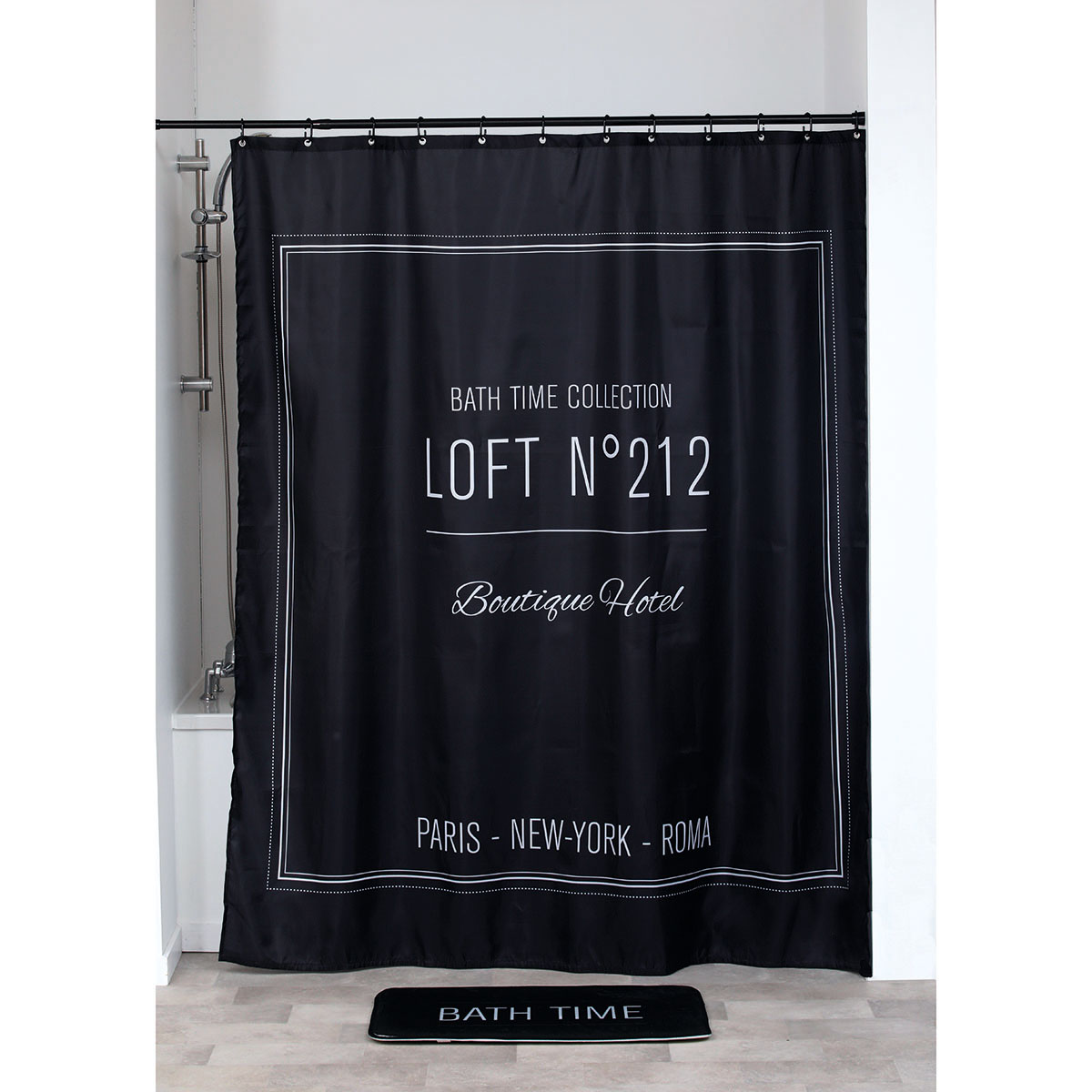 Tendance Zavesa za kadu 180X200CM poliester CRNI NEO RETRO 1200727