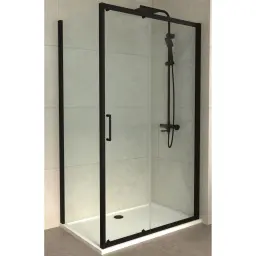 COPEN ATLAS Stakleni paravan BLACK 1400×1950 transparentno staklo 6mm crni mat ram C-02-B4140T