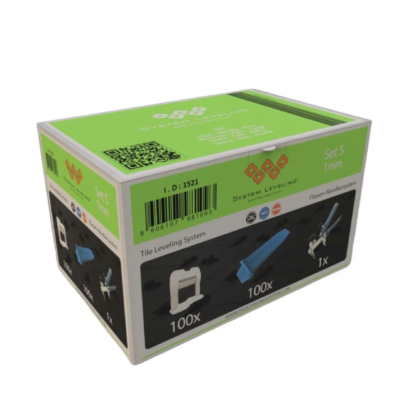 System Leveling Komplet 1mm(100 kajli + 100 spona + klešta)