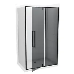 COPEN ABSOLUT Stakleni paravan BLACK 800×2000 dark staklo 6mm sa pivot vratima i fiksnim staklom crni mat ram C-02-B6200F