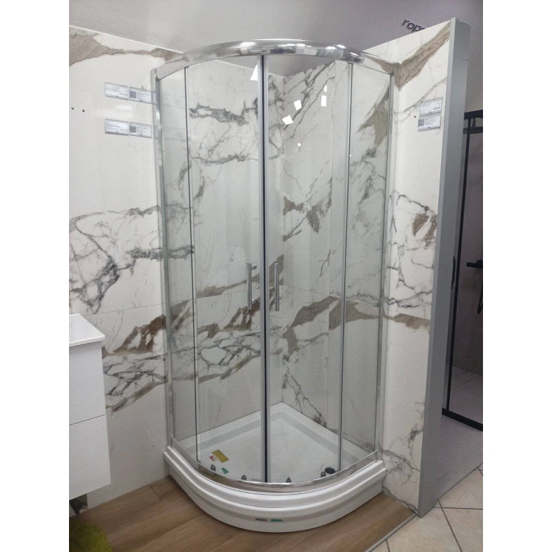 Fonte Lux Kabina Srebrna Providna sa Plitkom Fonte Tuš Kadom R90