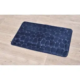 Tendance Tepih za kupatilo pebble 50x80cm memorijska pena mikrofibe tamno plava