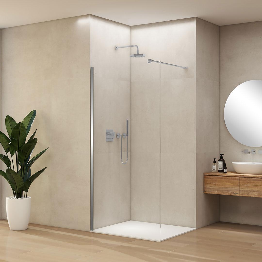 Roccia paravan 100×200 hrom/proziran