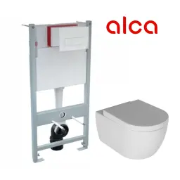 Alca SET ugradni vodokotlić Bela tipka WC šolja Genova Rimless I WC daska