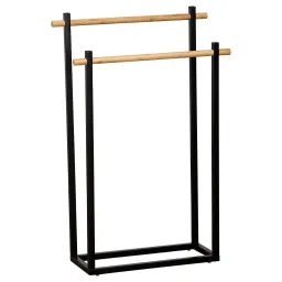 Tendance Držač peškira sa dve prečke 53X20X82CM METAL BAMBUS/CRNA