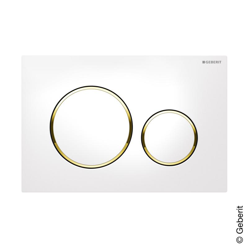 Geberit tipka Sigma 20 Bela/pozlaćena/bela 115.882.KK.1