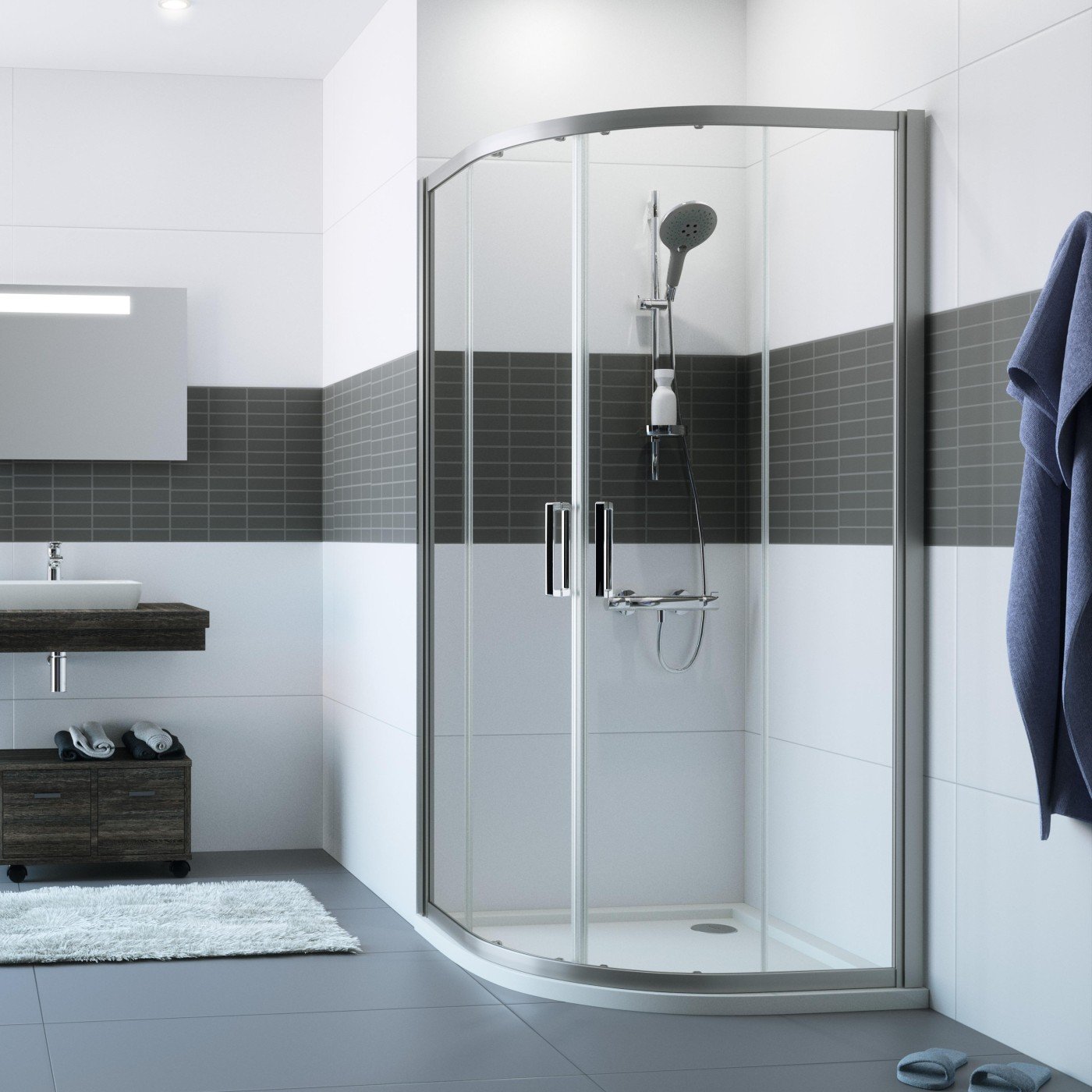 Huppe Classics 2 Tuš Kabina 80 Polukružna Prozirno Antiplak Staklo Mat Silver H=1.9M C20603.087.322