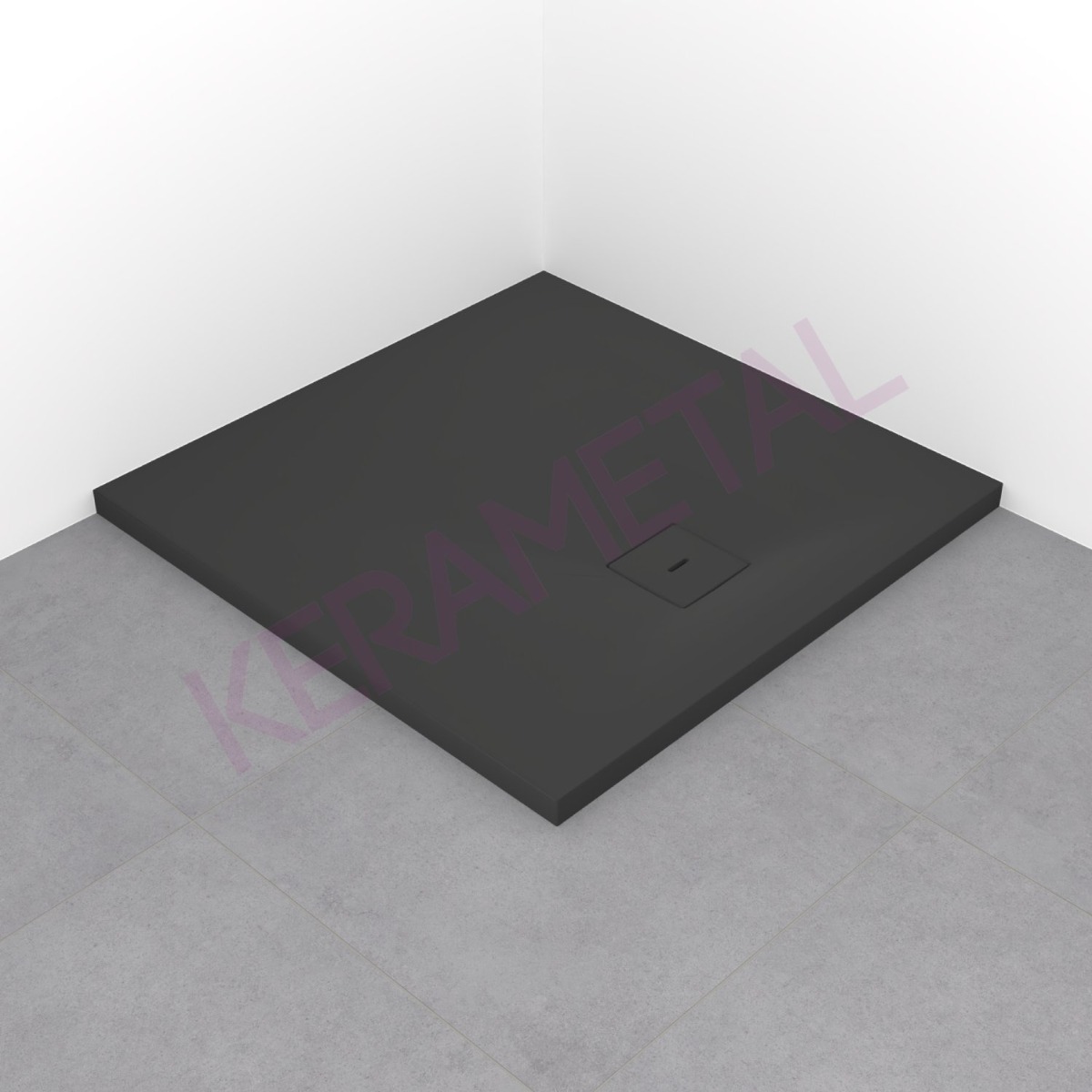 Kolpa Tuš kada Moonwalk Q90x90 - Liveni mermer Antracit 596880
