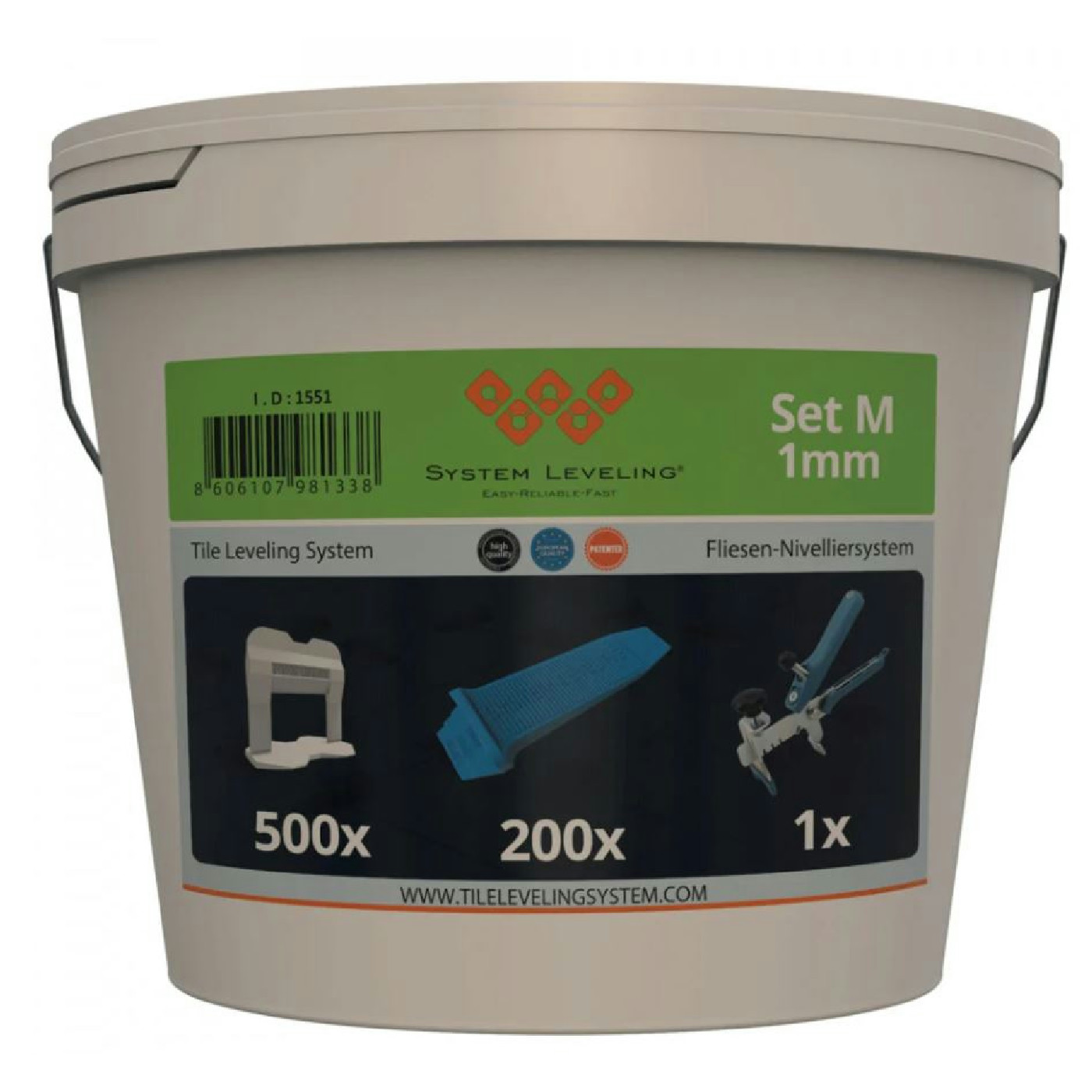 System Leveling Komplet 1mm(500 spona + 200 kajli + klešta)
