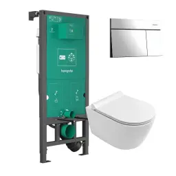 SET Hansgrohe iFrame ugradni vodokotlić I Element E hrom tipka I Giusta Ultima Vortex WC šolja I Slim soft close daska