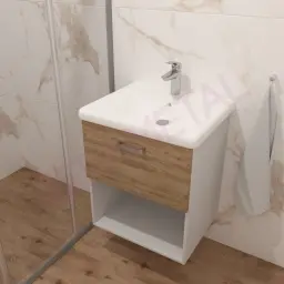Kolpa ormarić sa umivaonikom i fiokom Evelin OUE II 55cm Gray/Oak 562070