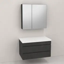 Kolpa San Naomi Set 80cm Crna (Ormarić sa umivaonikom + Ogledalo/ormarić)