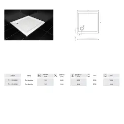 COPEN SOLILUX Tuš kadica 800x800x35 bez sifona C-11-8080K