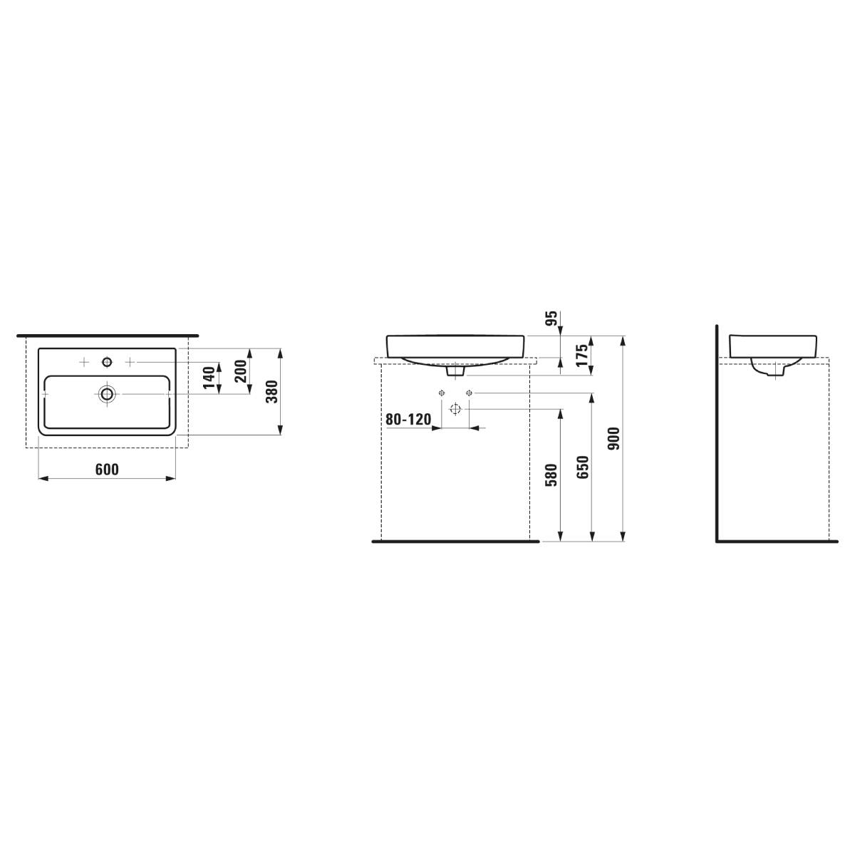LAUFEN PRO S umivaonik 60x38 cm 8.1295.3.000.104.1