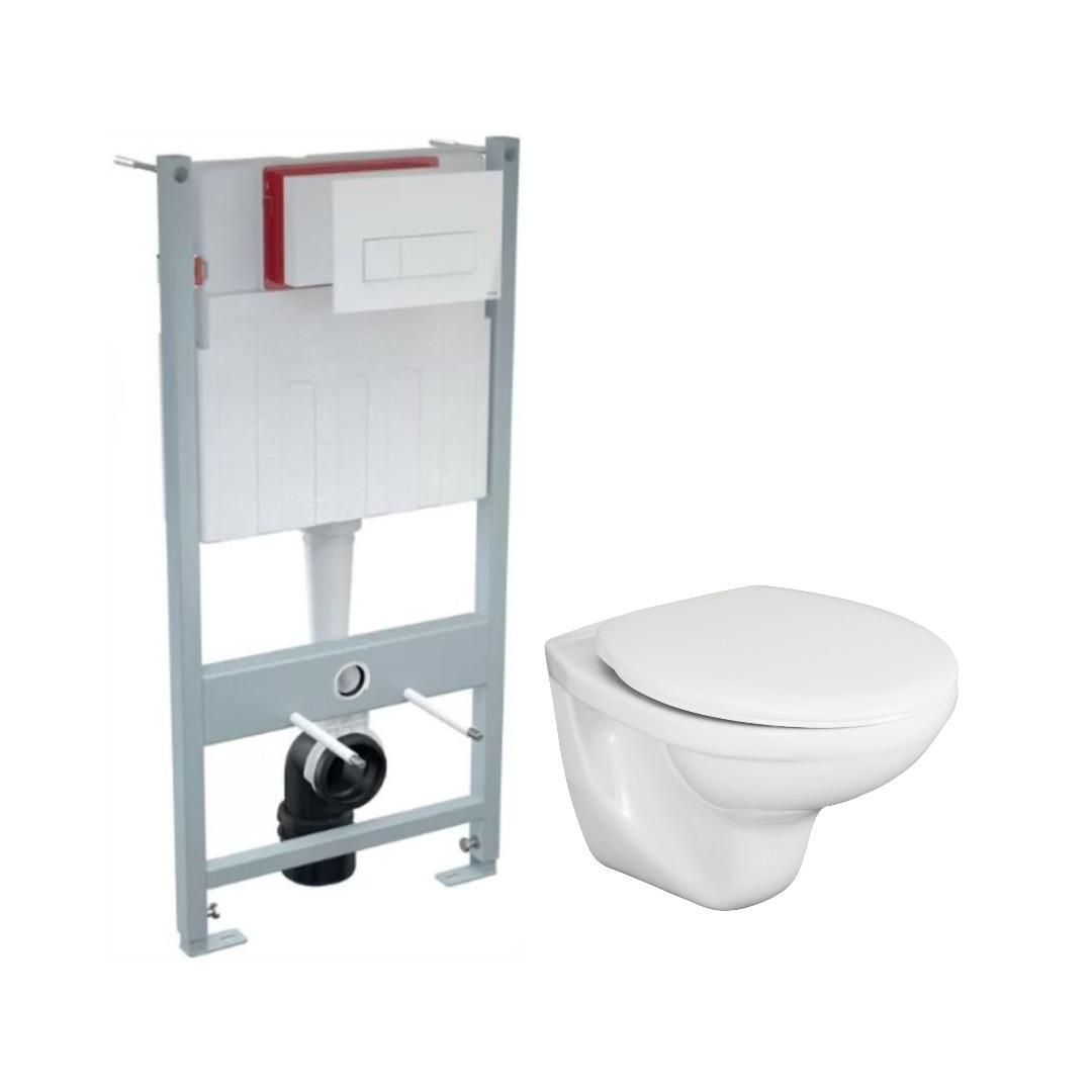 Alca SET ugradni vodokotlić Bela tipka WC šolja Fayans Neo I WC daska