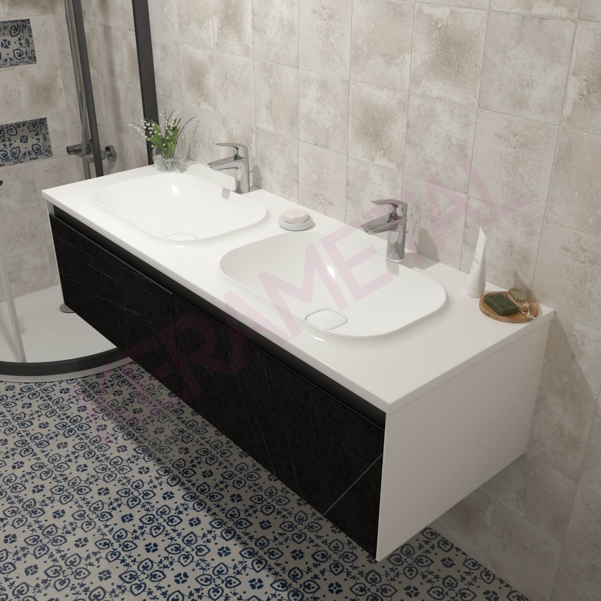 Kolpa ormarić sa umivaonikom Pandora OUP 150cm Black stone 514230