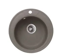 Inter Ceramic Sudopera usadna okrugla 49x49x20 sifon 11 cm granit siva+s1