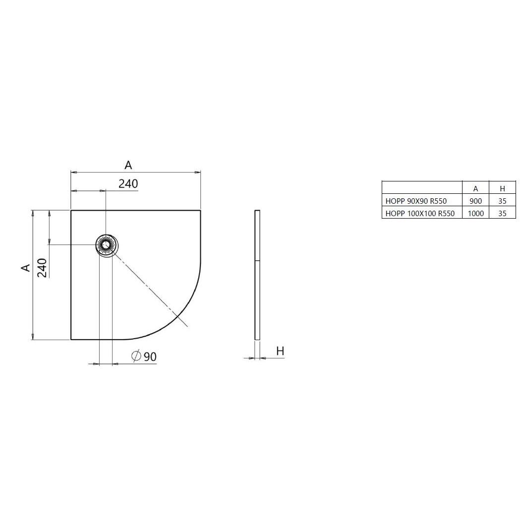 Kolpa Hopp 100X100 R55 LM MANHATTAN tuš kada ugradna