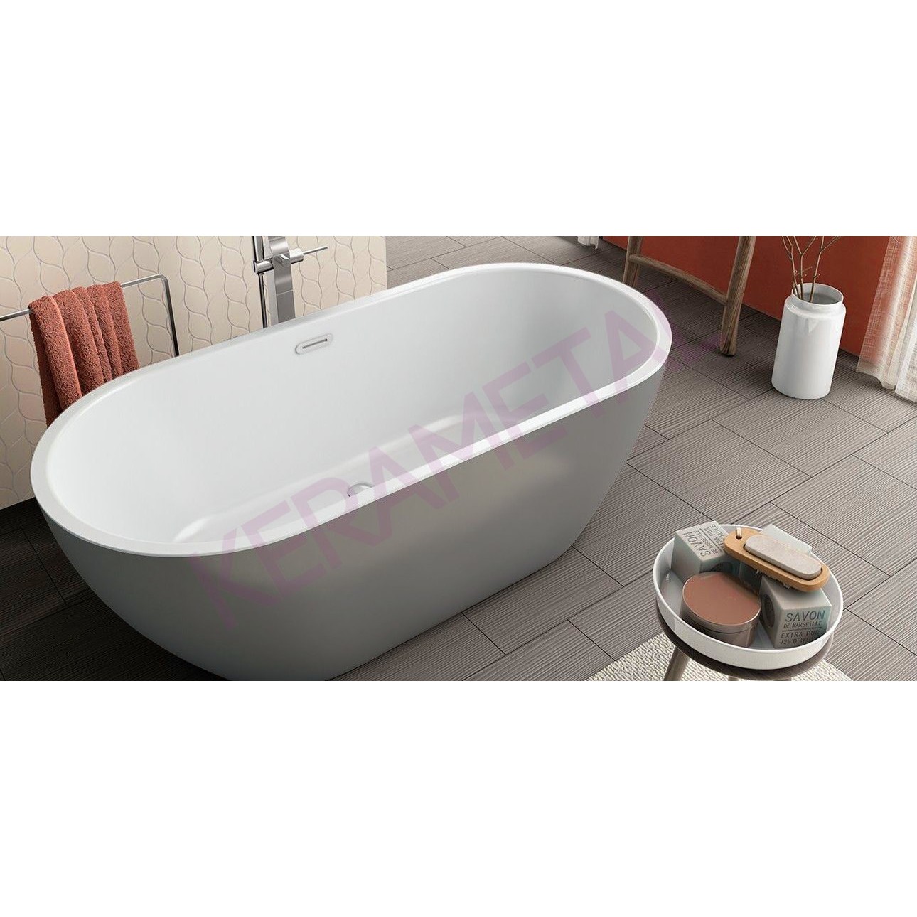 Kolpa Samostojeća Kada Dalia-FS 170x80/O (Grey&White) + sifon 927330