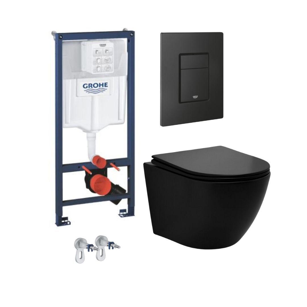 SET Grohe ugradni vodokotlić I Kappa OMEGA Black WC šolja I DASKA