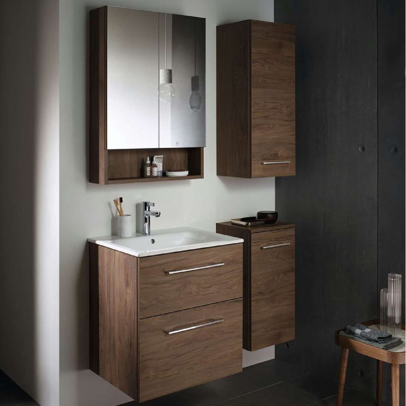 Geberit Selnova Square 60 ormarić komplet sa umivaonikom orah