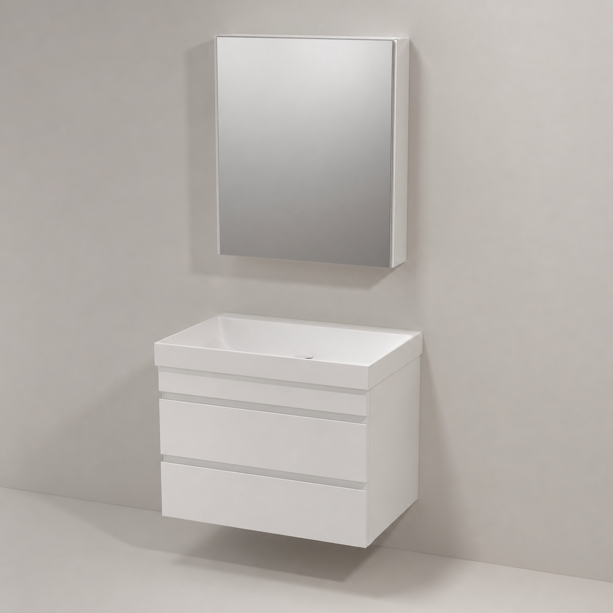 Kolpa San Naomi Set 60cm Bela (Ormarić sa umivaonikom + Ogledalo/ormarić)