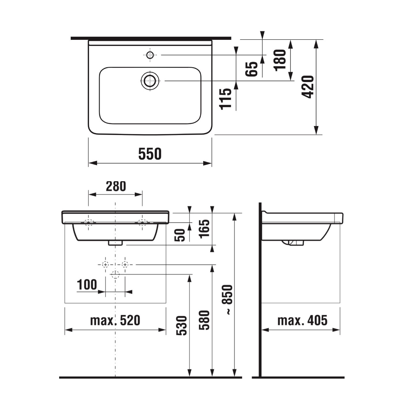 Jika Cubito lavabo 55x42 8.1042.2.000.104.1