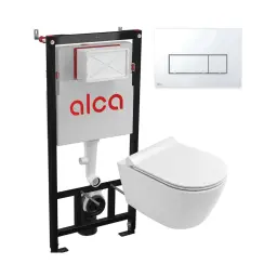SET Alca Alcamodul ugradni vodokotlić I Thin hrom tipka I Giusta Ultima Vortex WC šolja I Slim soft close daska