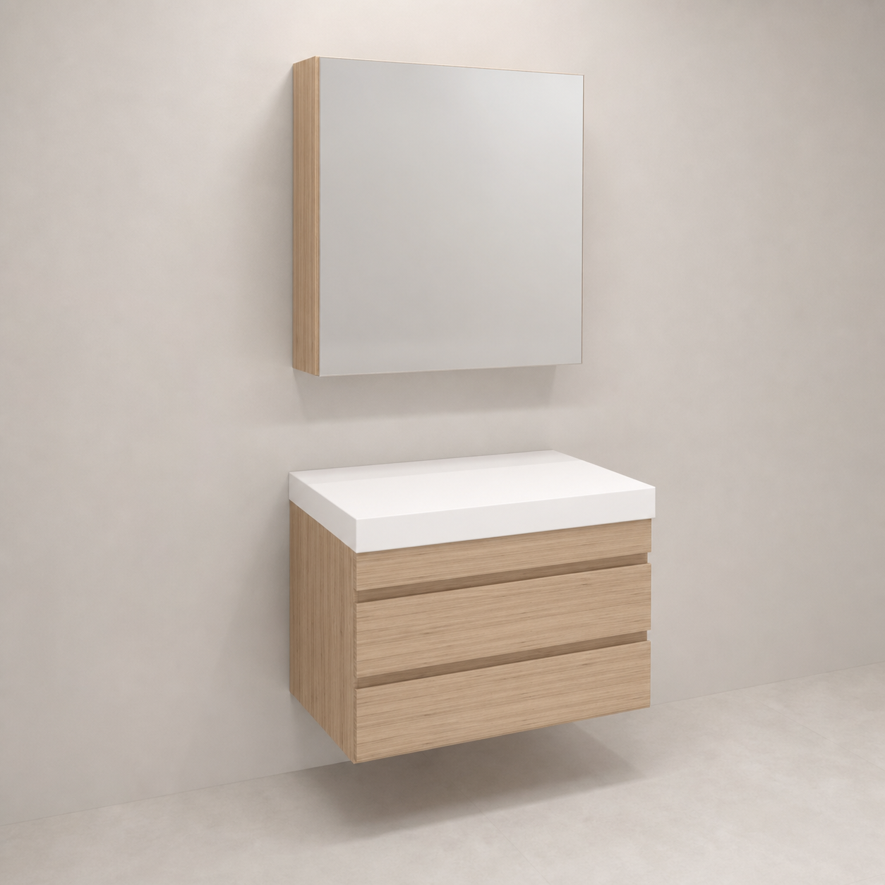 Kolpa San Naomi Set 60cm Braon (Ormarić sa umivaonikom + Ogledalo/ormarić)