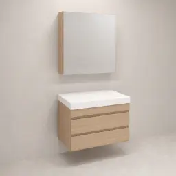 Kolpa San Naomi Set 60cm Braon (Ormarić sa umivaonikom + Ogledalo/ormarić)