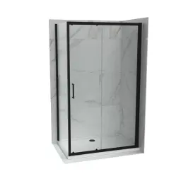 COPEN ATLAS Stakleni paravan PRO 1600×1950 matt black, staklo 6mm providno C-02-B431600