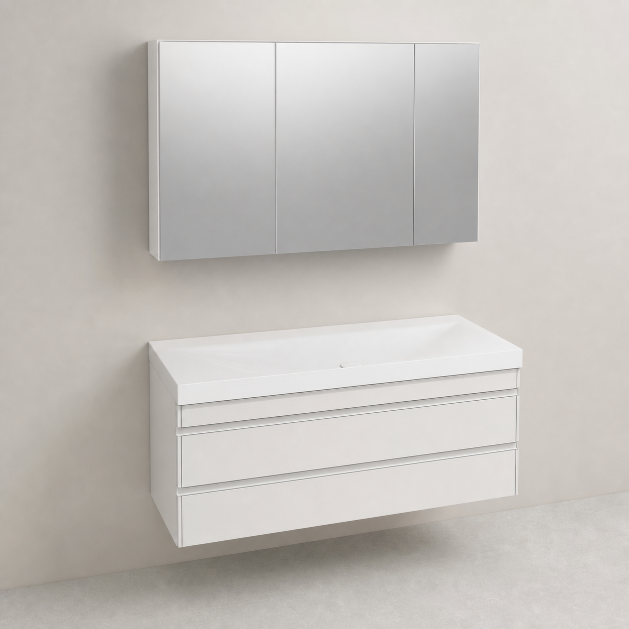 Kolpa San Naomi Set 120cm Bela (Ormarić sa umivaonikom + Ogledalo/ormarić)