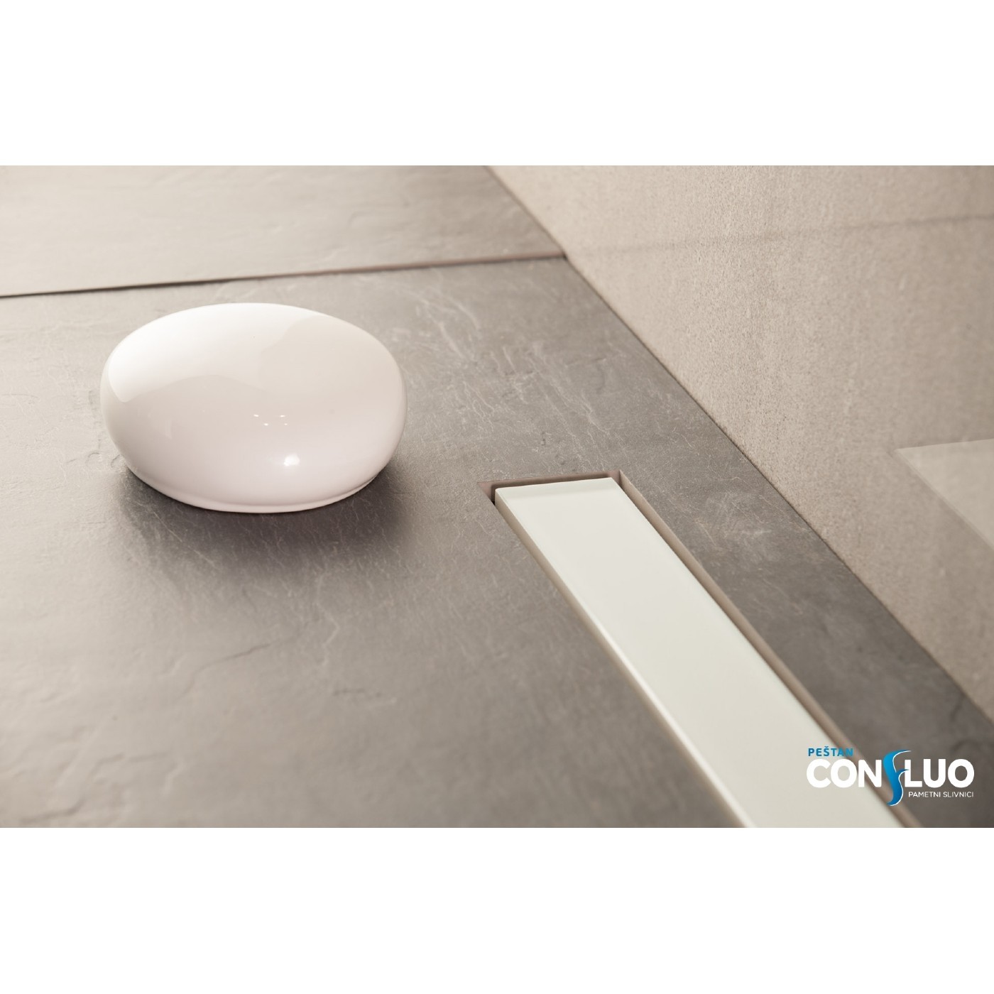 Peštan Frameless belo staklo 450mm