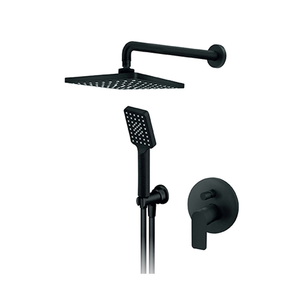 Rosan S2 Black uzidna baterija sa ,zidnim tušem210x210mm i ruč tuš