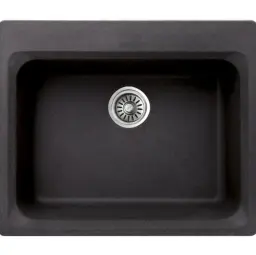 Inter Ceramic Sudopera usadna pravougaona 52x62x21 sifon 11cm granit crna+s1