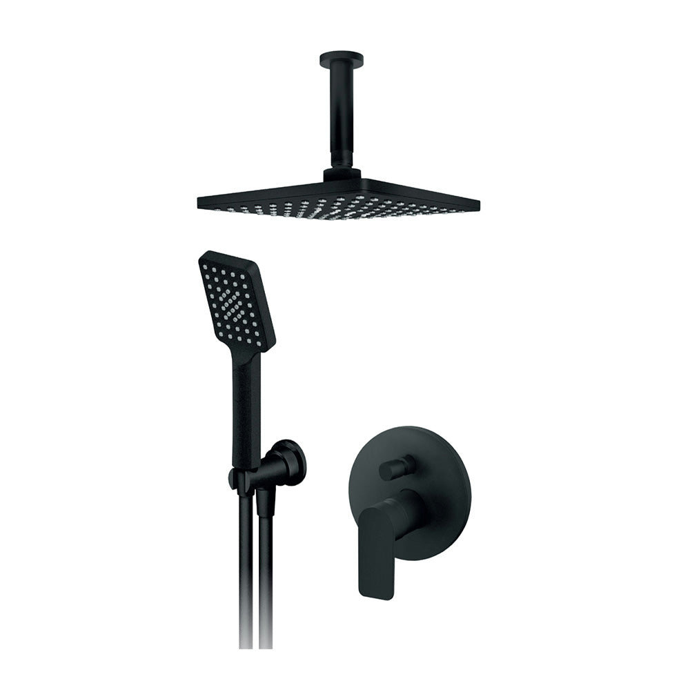 Rosan S2 Black uzidna baterija sa ,plafonskim tušem 210x210mm i ruč tuš