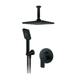 Rosan S2 Black uzidna baterija sa ,plafonskim tušem 210x210mm i ruč tuš 231603B