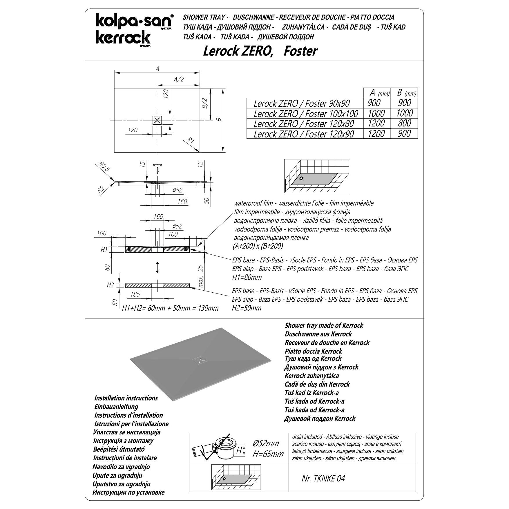 Kolpa LEROCK ZERO 90x90 Kerr.109
