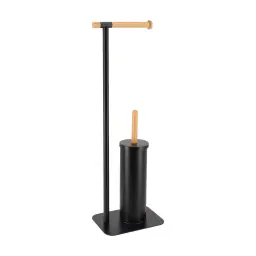 Tendance Držač toalet papira I WC četka 22X16X695CM METAL/BAMBUS Crna