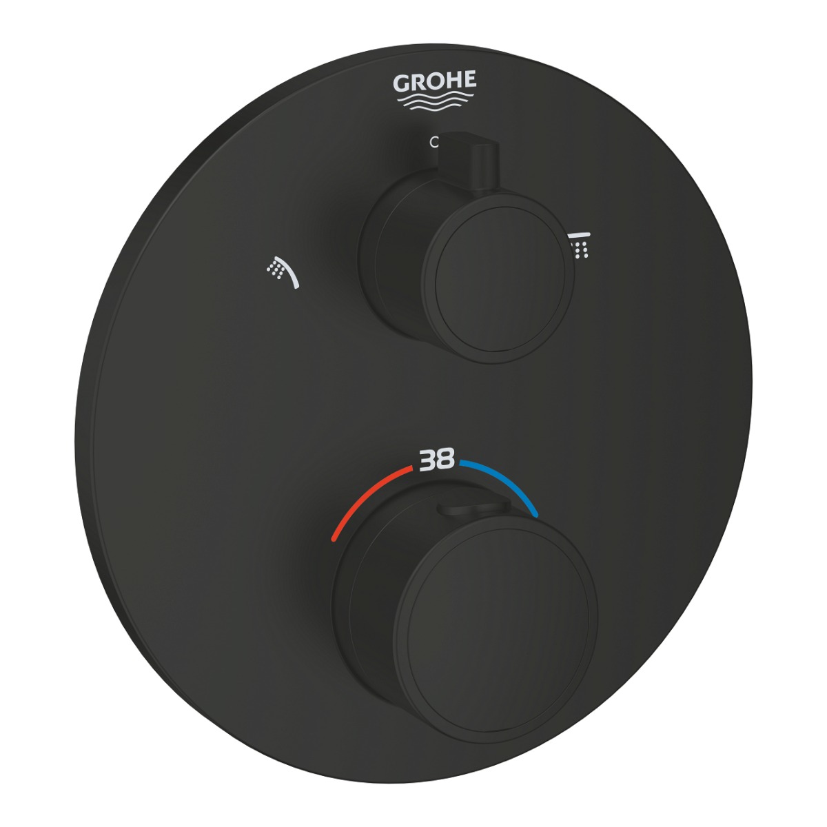 Grohe Grohtherm Termostatski mešač sa prebacivačem i stop ventilom matt Black 1022082430