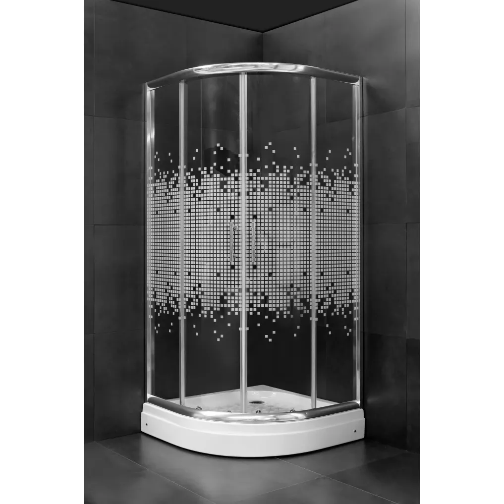 Minotti Tuš kabina polukružna 80x80x185cm 5mm staklo sa kvadratićima