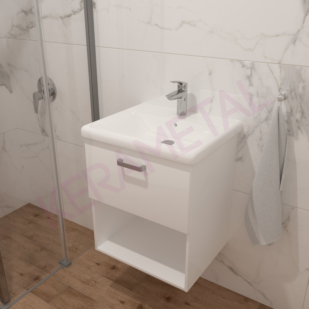 Kolpa ormarić sa umivaonikom i fiokom Evelin OUE II 55cm White 562050