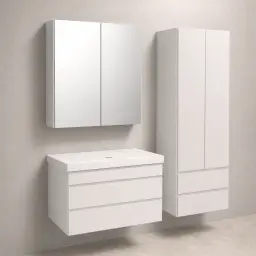 Kolpa San Naomi Set Delux 70cm Bela (Ormarić sa umivaonikom + Ogledalo/ormarić + Visoki ormarić)