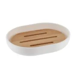 Tendance Držač sapuna POLIRESIN/BAMBUS BATH, Bela/BAMBUS