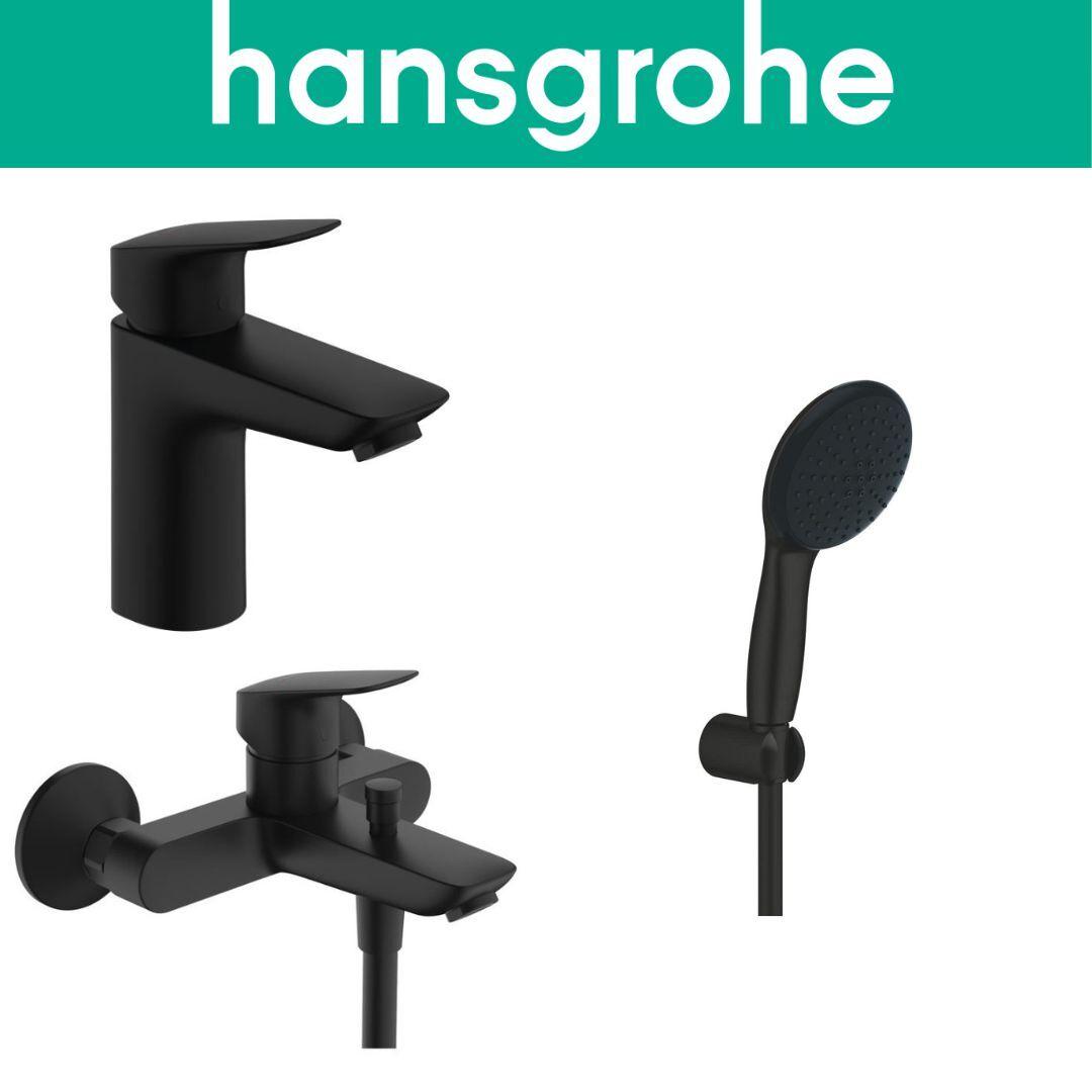 Hansgrohe Logis Black SET (Hansgrohe Logis za kadu Hansgrohe Logis za lavabo tuš ručica I CREVO)