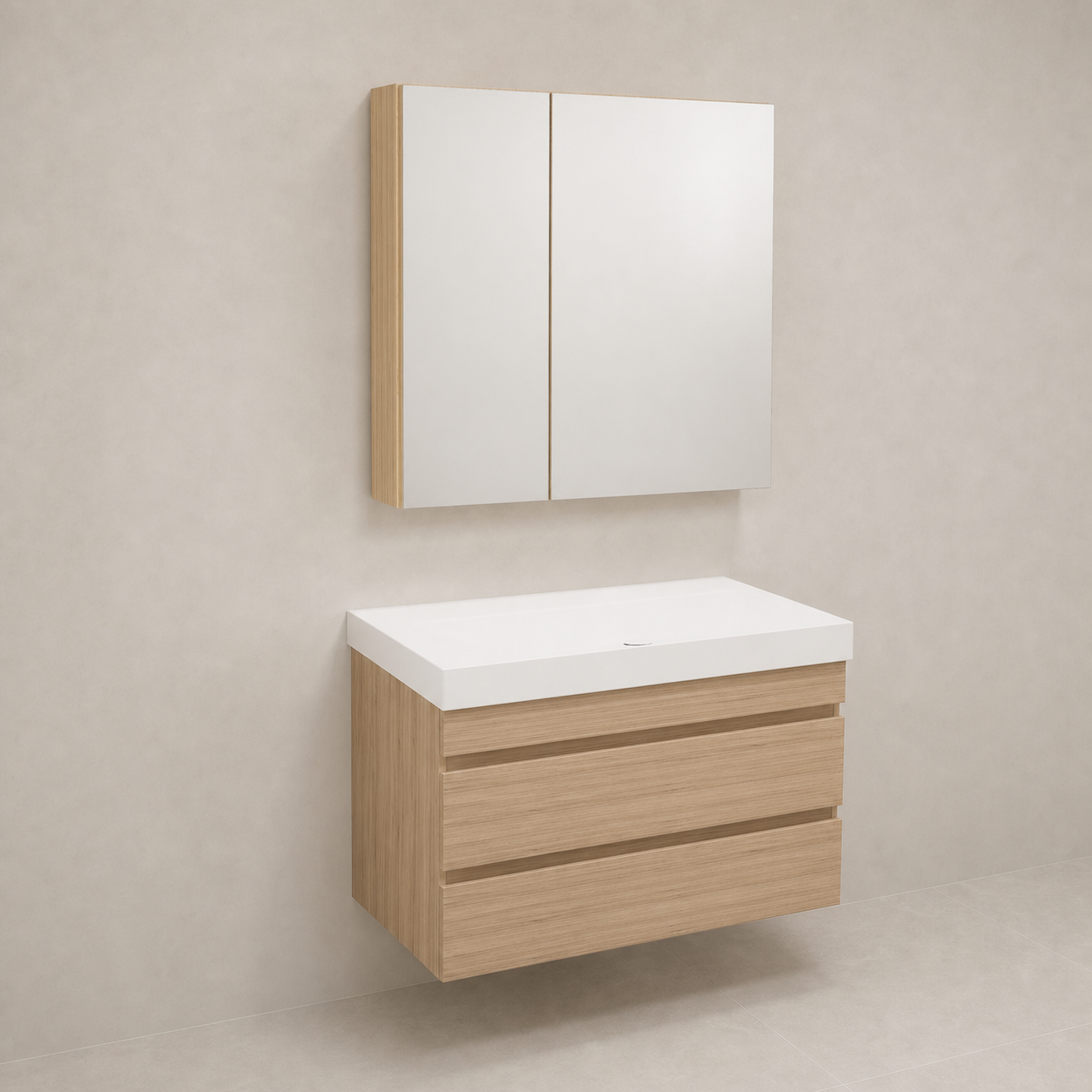 Kolpa San Naomi Set 70cm Braon (Ormarić sa umivaonikom + Ogledalo/ormarić)