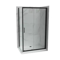 COPEN ATLAS Stakleni paravan PRO 1200×1950 matt black, staklo 6mm providno C-02-B431200