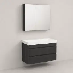 Kolpa San Naomi Set 70cm Crna (Ormarić sa umivaonikom + Ogledalo/ormarić)