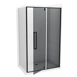 COPEN ABSOLUT Stakleni paravan BLACK 900×2000 dark staklo 6mm sa pivot vratima i fiksnim staklom crni mat ram C-02-B6220F